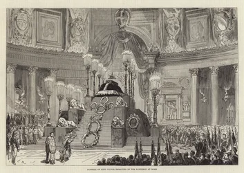 Begrafenis van koning Victor Emmanuel in het Pantheon in Rome